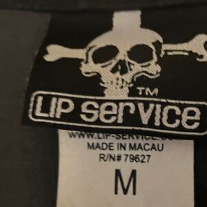 Vintage Lip Service velvety black jacket coat skull snaps medium goth metal punk